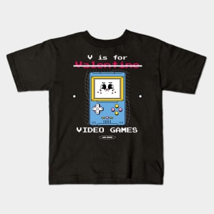 V Is For Video Games Funny Valentines Day Gamer Kids T-Shirt